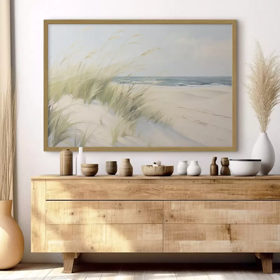 Papier peint Bord de mer avec du sable et de l'herbe f44806