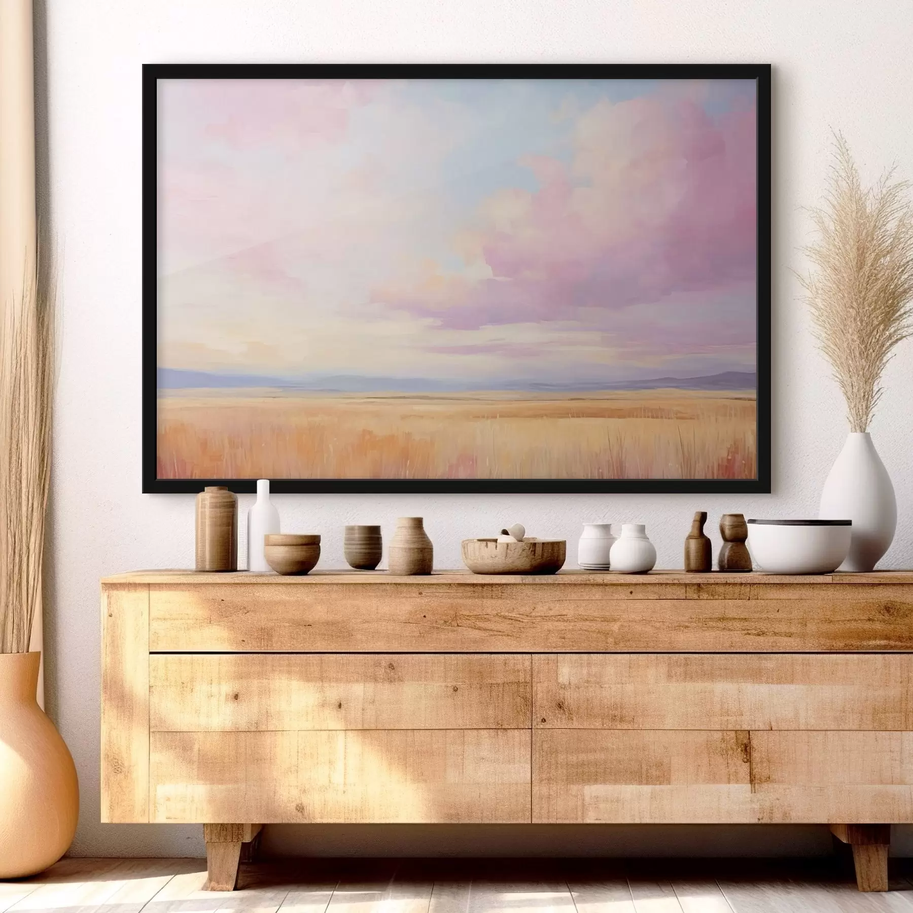 Papier peint Ciel rose sur un champ f44810