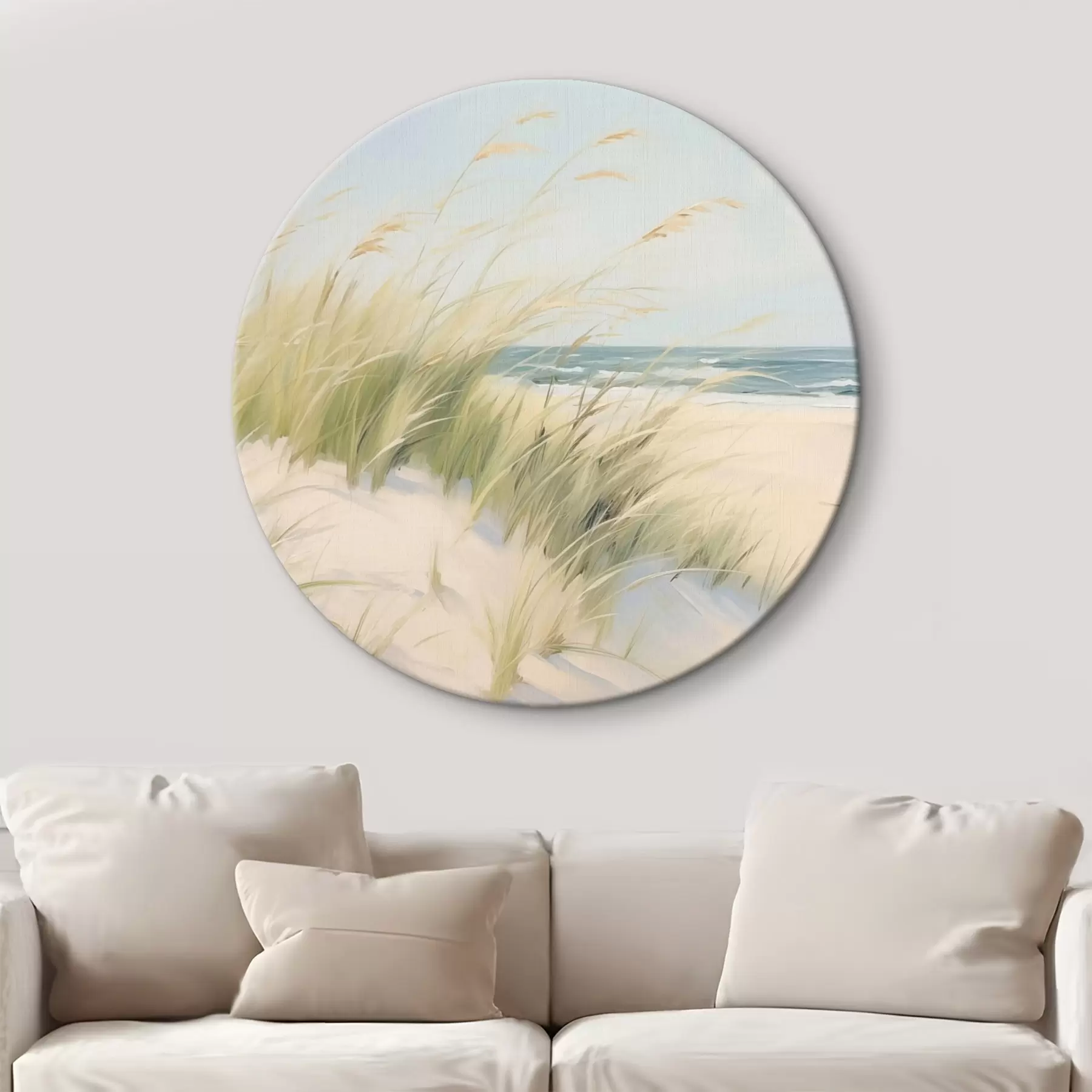 Tableau Bord de mer avec du sable et de l'herbe r44806