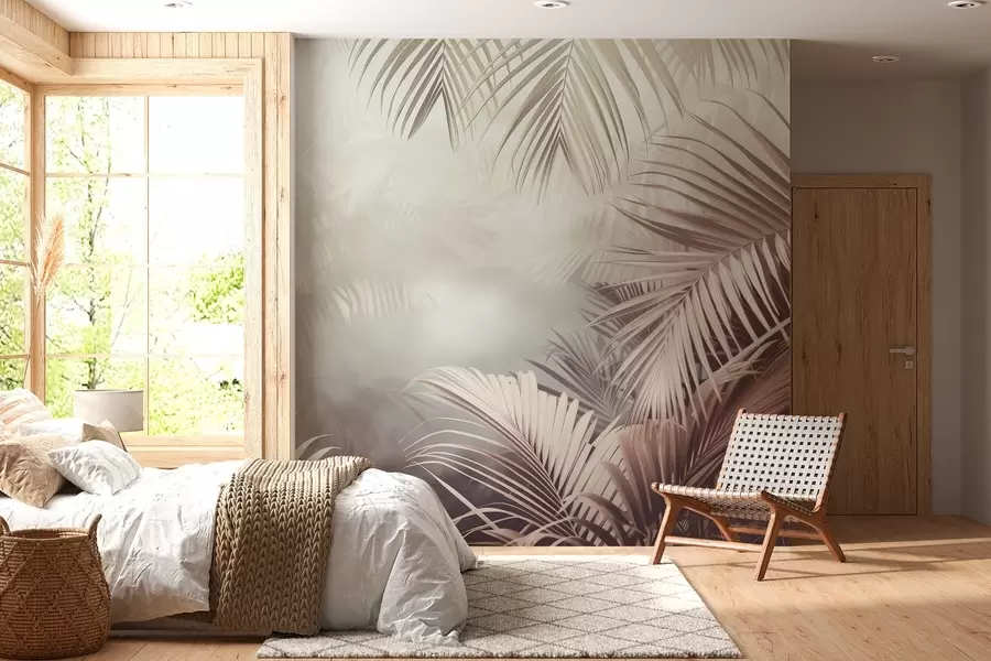 Papier peint jungle tropicale avec une teinte neutre w04142v1