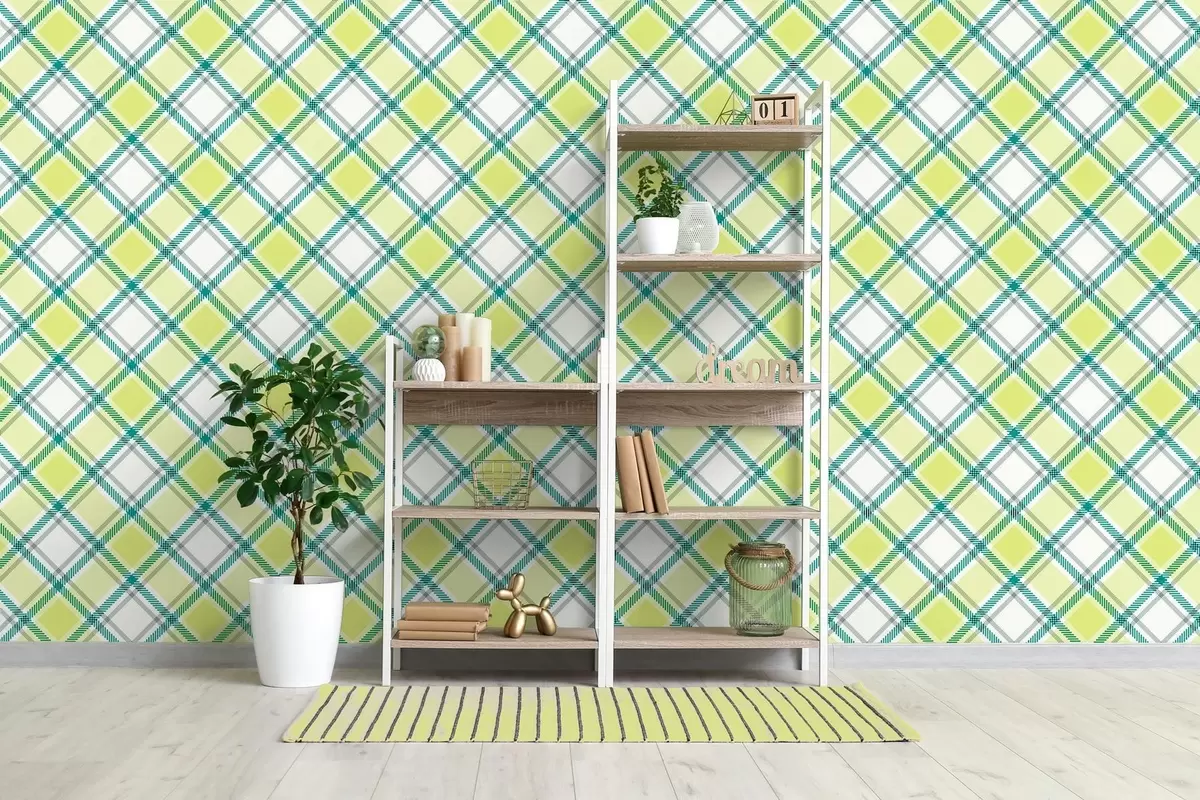 Papier peint motif à carreaux dans les tons jaunes w04167v1