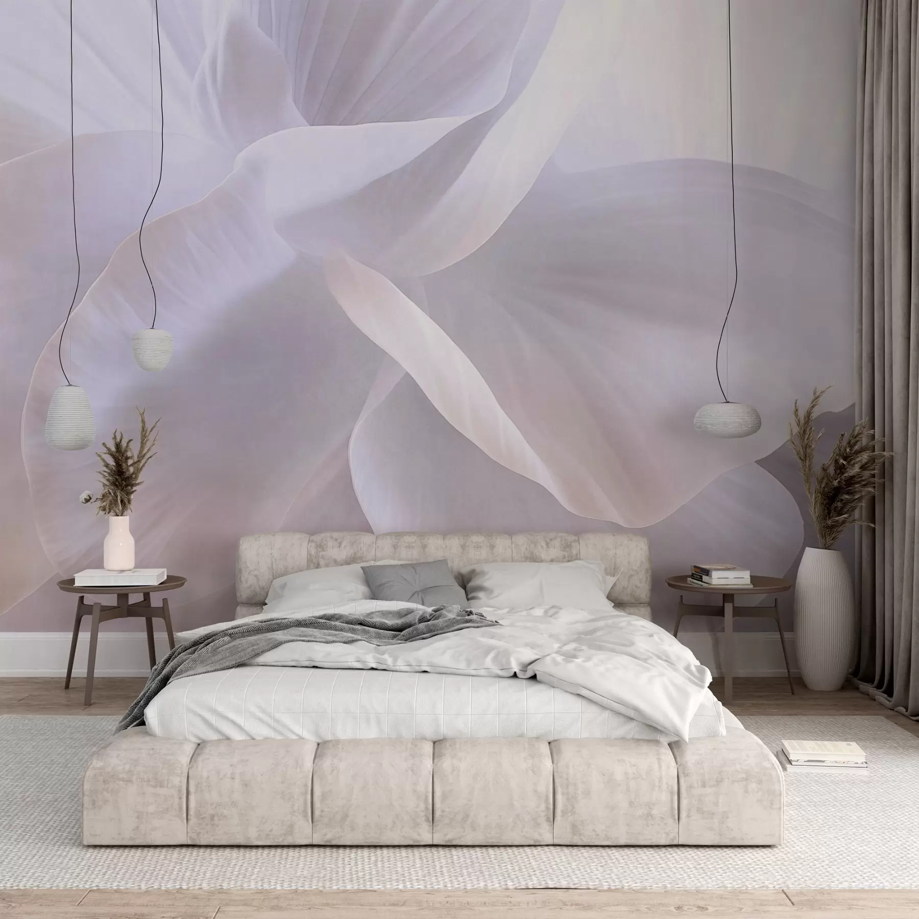 Papier peint Fleur abstraite texturée avec des pétales délicats, éclairage doux, composition élégante, esthétique minimaliste w09211