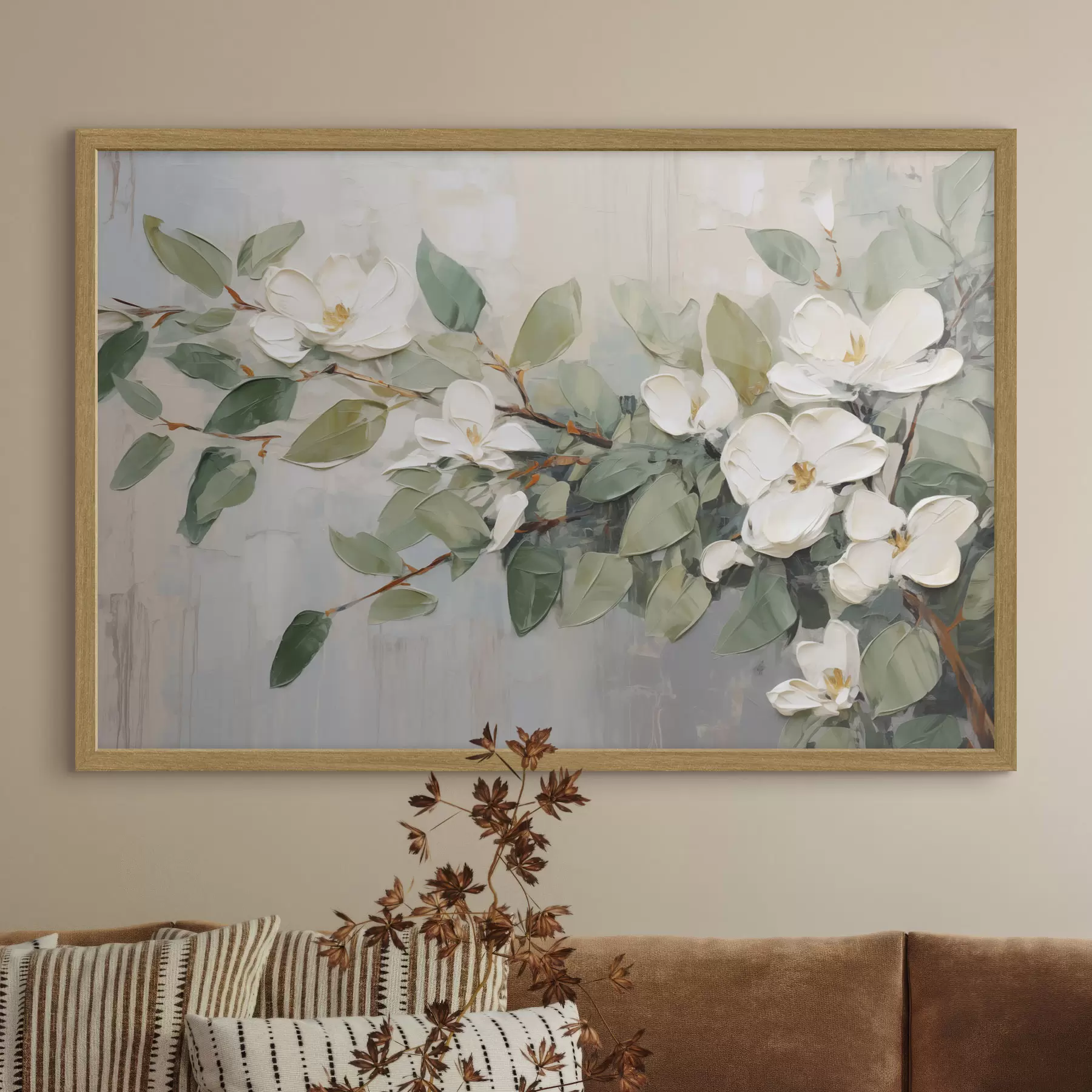 Papier peint Magnolia en vert tendre f44853