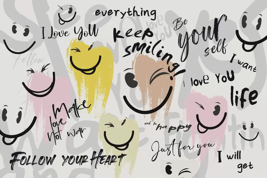 Papier peint Émoticônes et inscriptions w04174