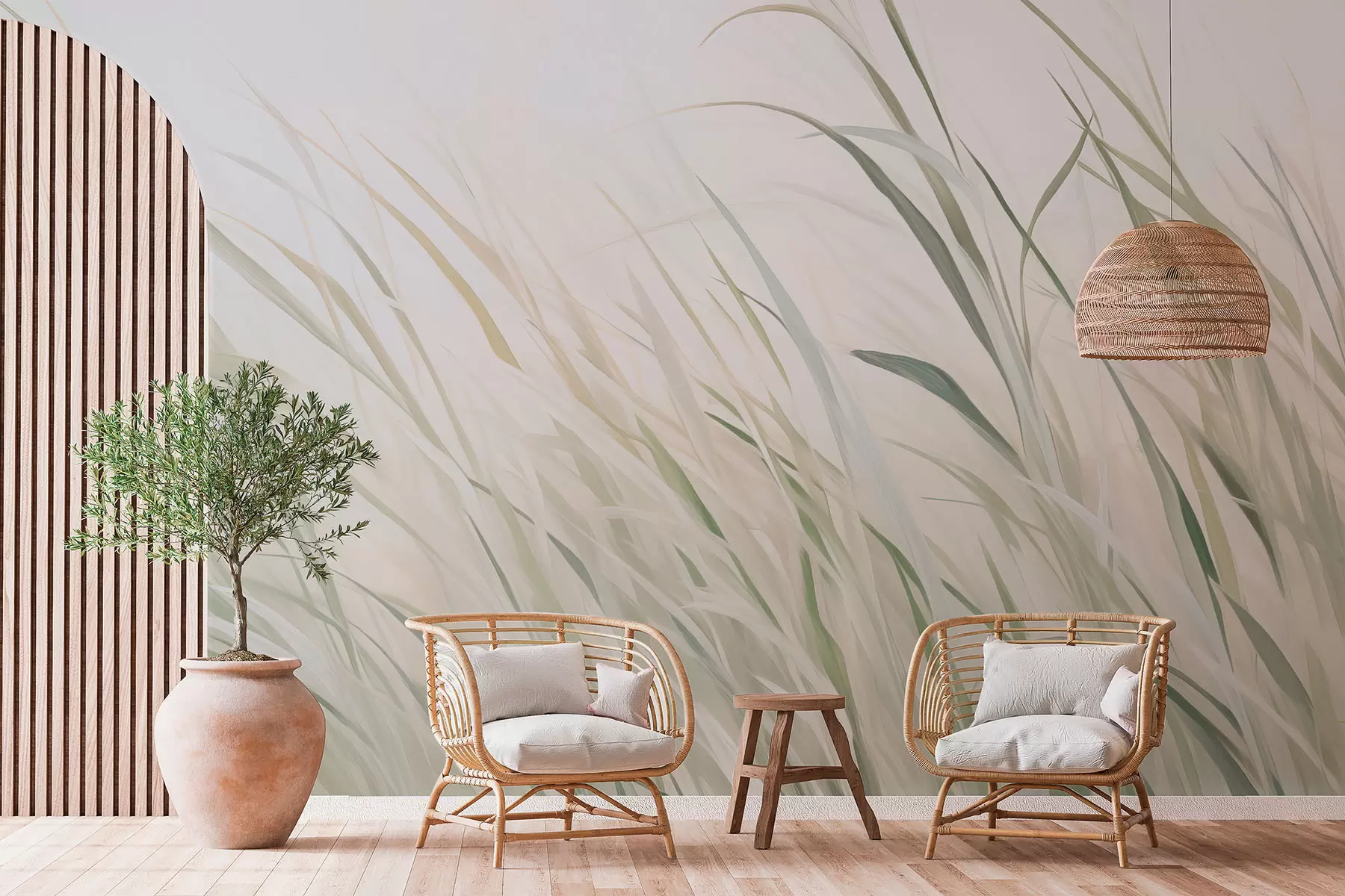 Papier peint Peinture d'imitation d'herbe w04175