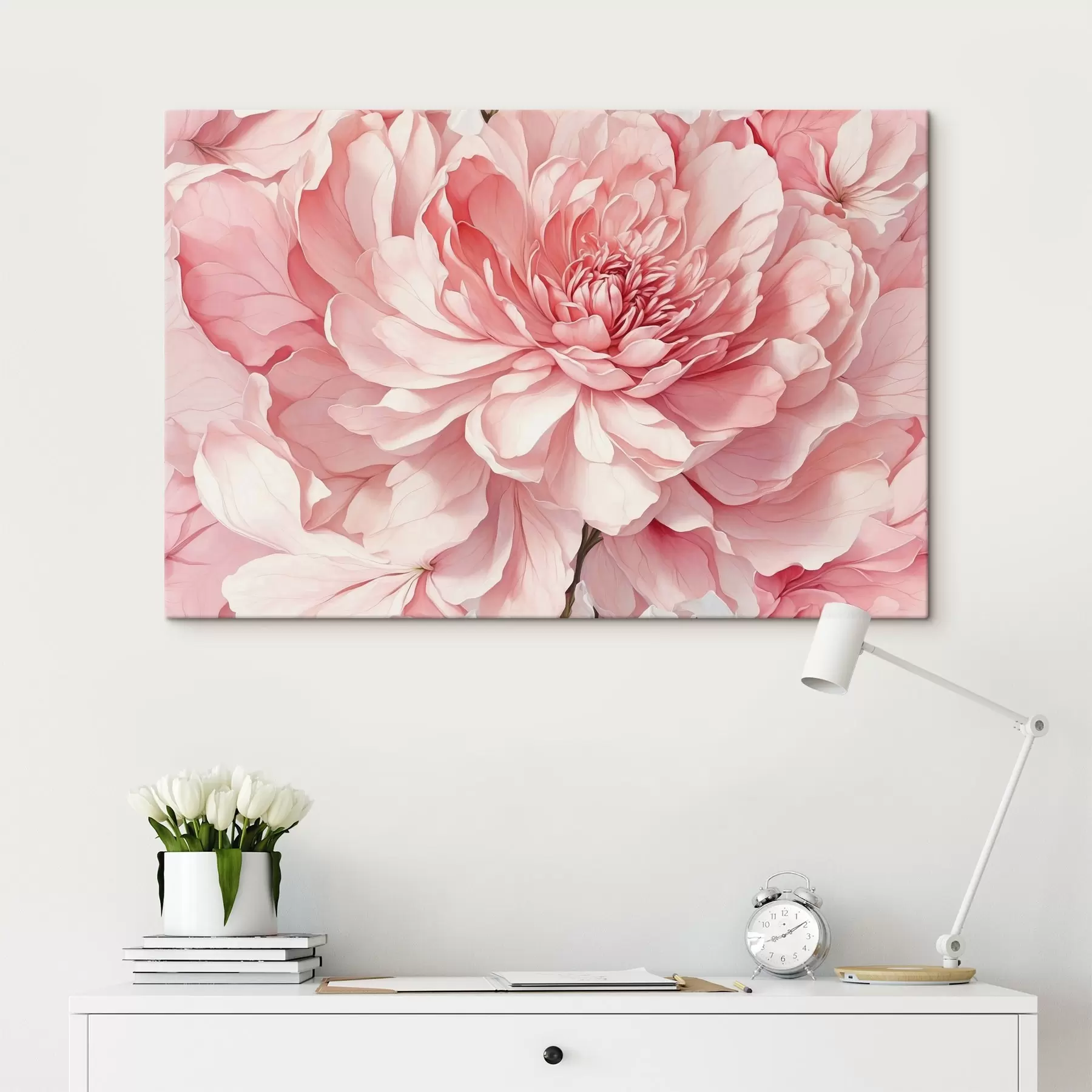 Tableau Pivoine rose en gros plan avec un éclairage doux s44891