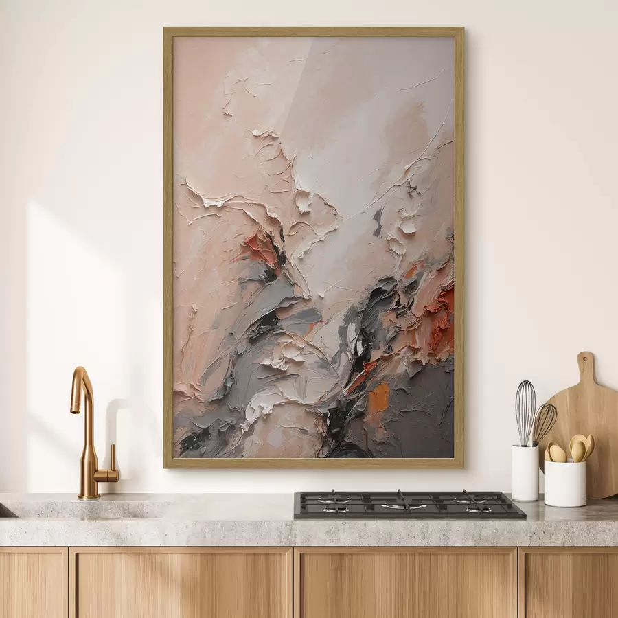 Papier peint Abstrait dans les tons gris pêche avec des traits texturés f44873