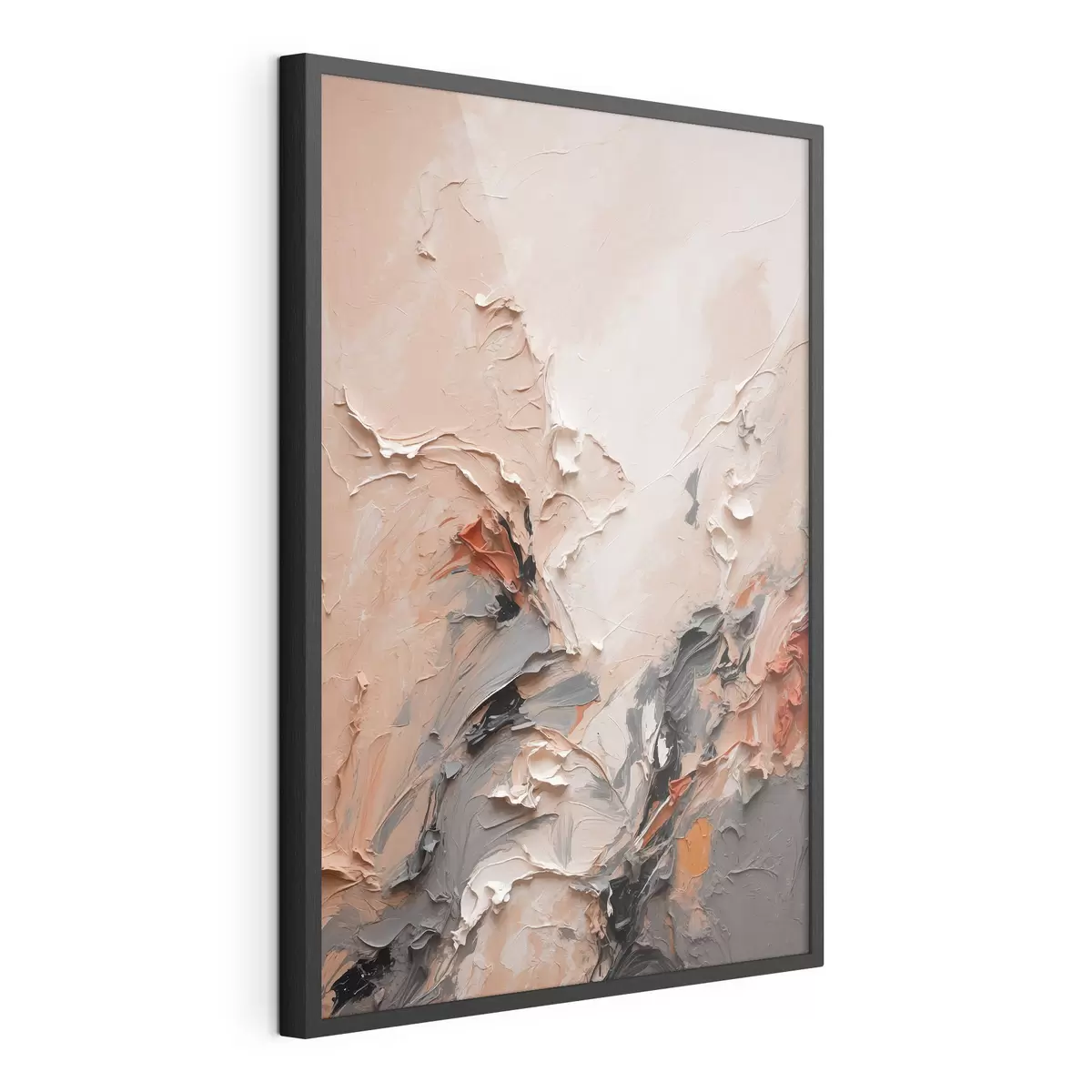 Poster Abstrait dans les tons gris pêche avec des traits texturés f44873