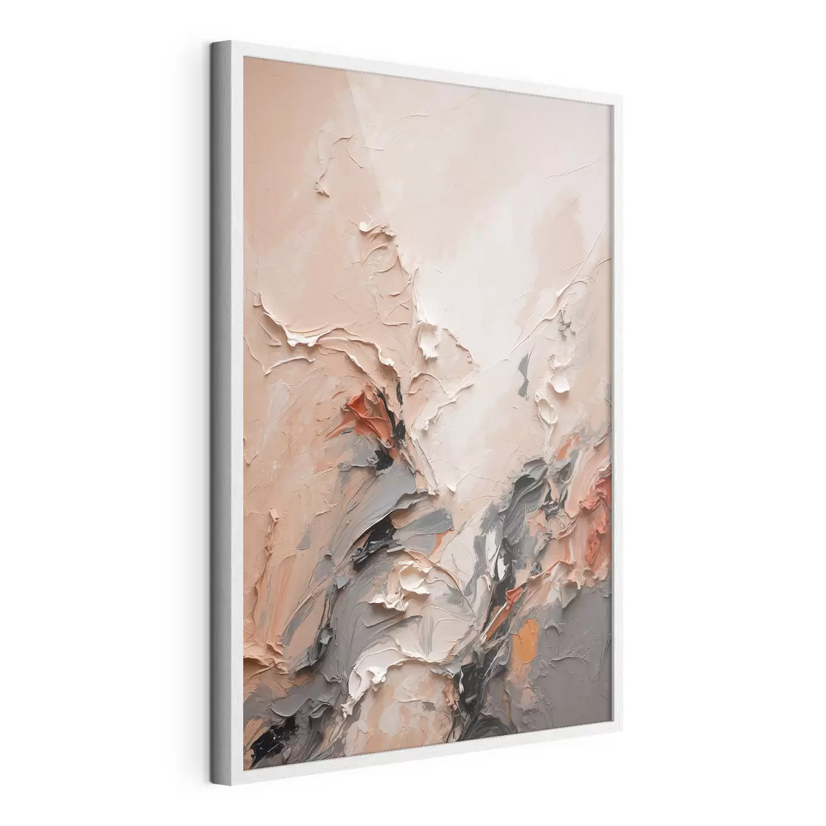 Poster Abstrait dans les tons gris pêche avec des traits texturés f44873