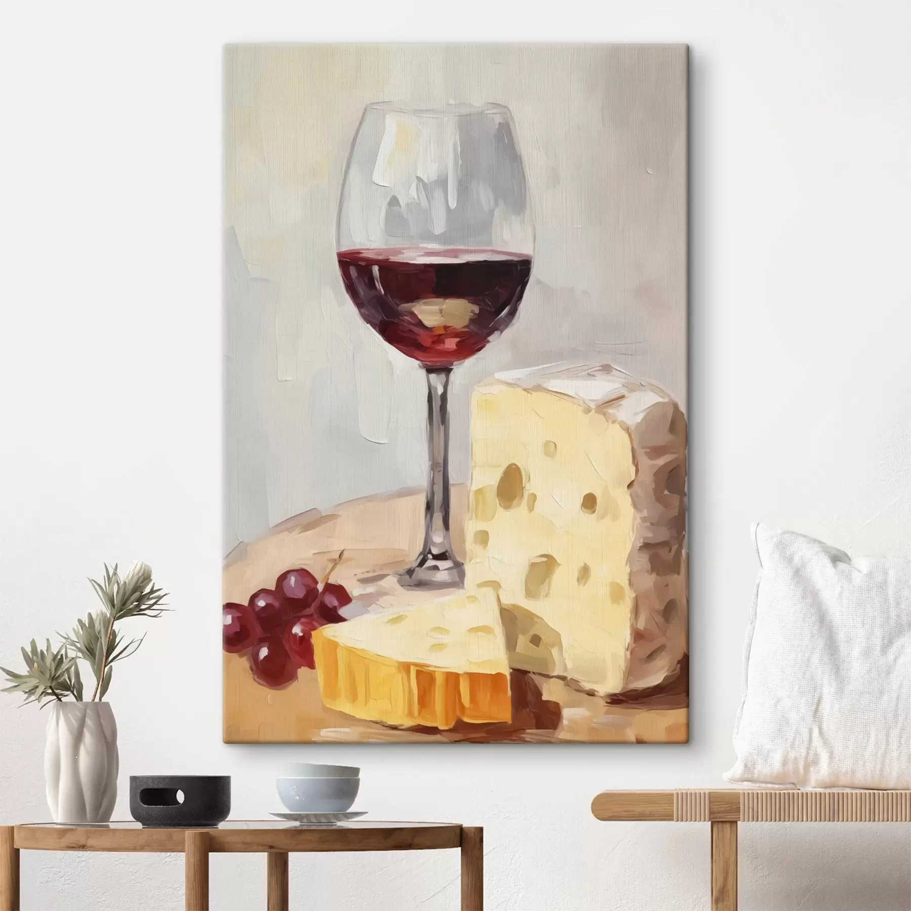 Tableau Verre de vin près du fromage s44829