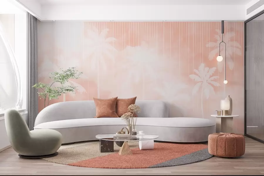 Papier peint Brouillard avec palmiers w04180