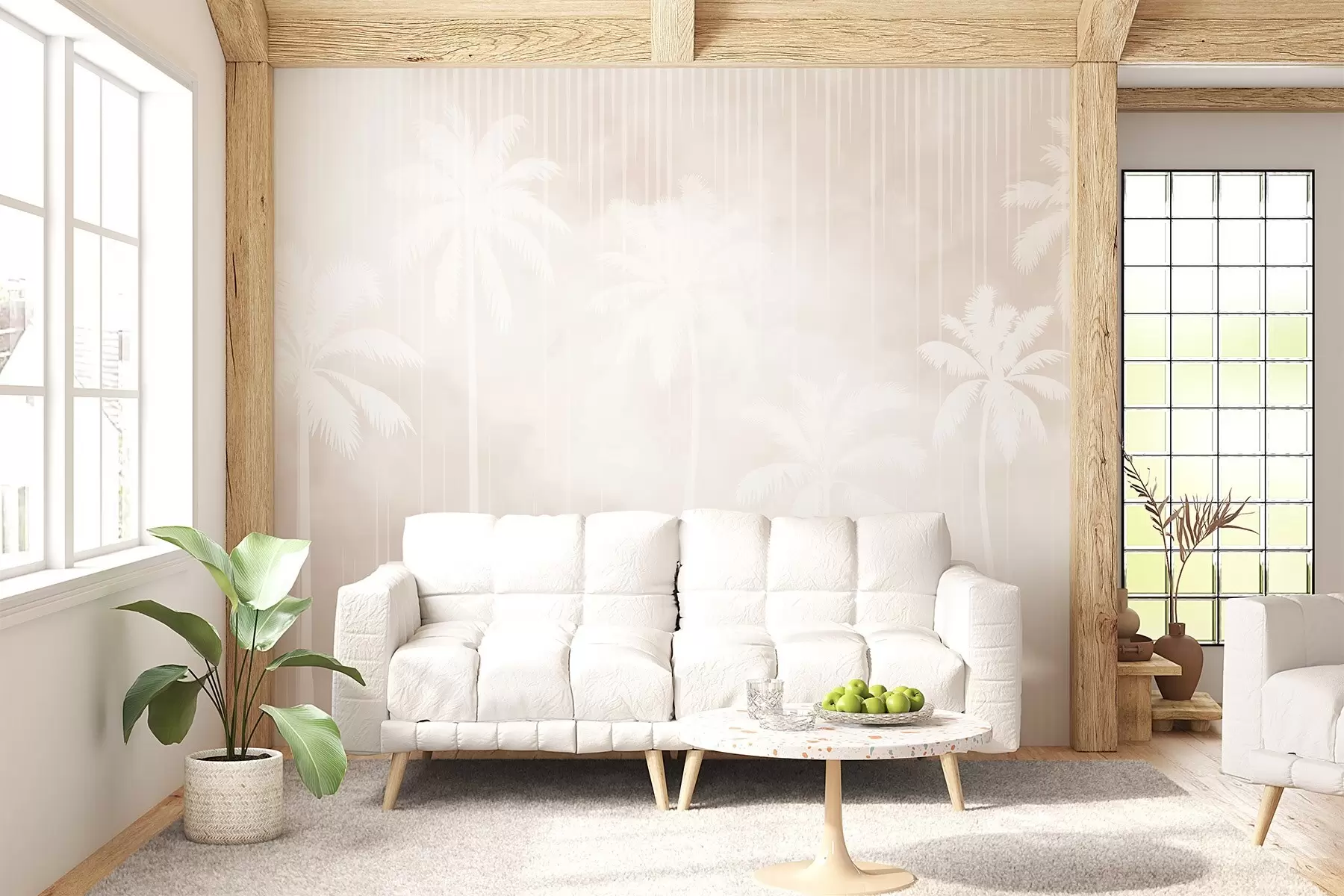 Papier peint Brouillard avec palmiers w04180v2