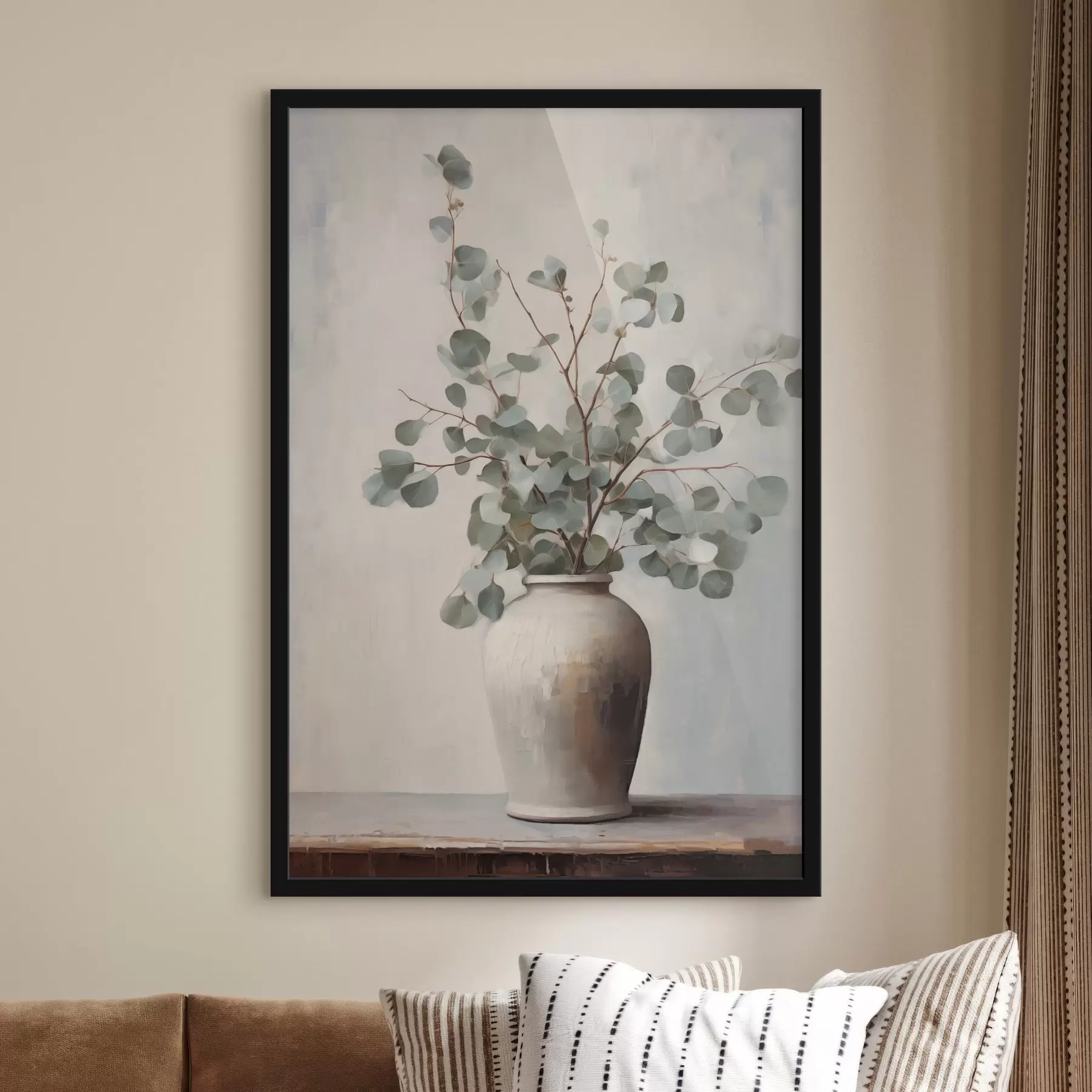 Papier peint Branches d'eucalyptus dans un vase en argile f44906