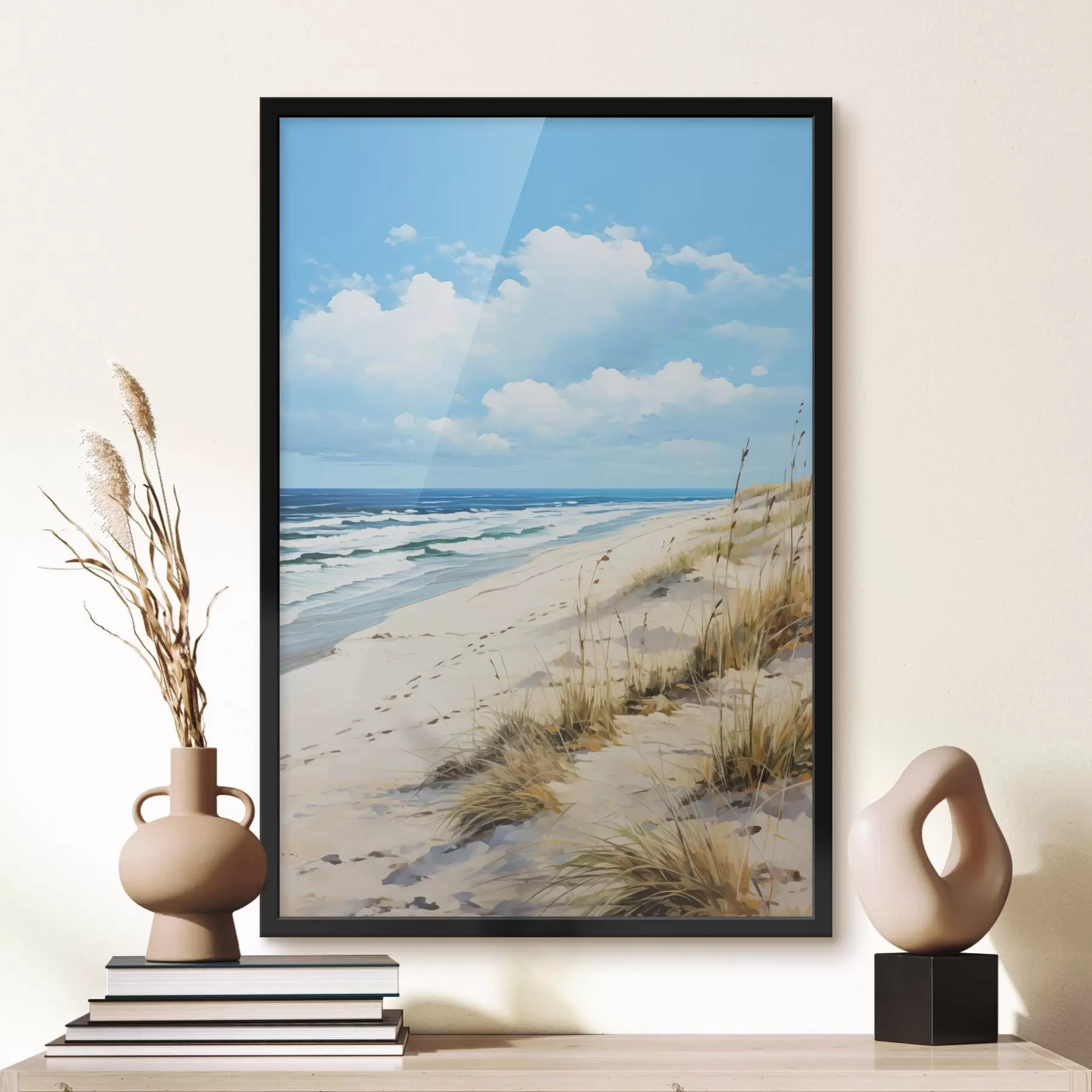 Tableau Herbe sur la côte sous un ciel bleu f44917