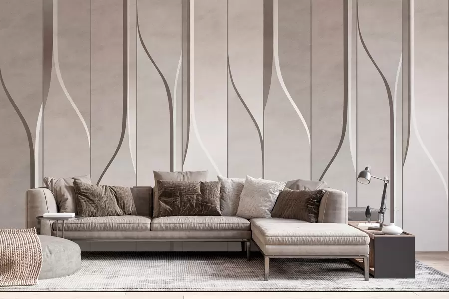 Papier peint imitation de panneaux muraux dans les tons beiges w04169