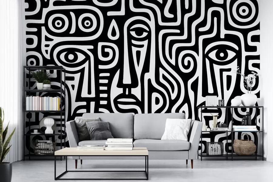 Papier peint Détails stylisés du visage w04186