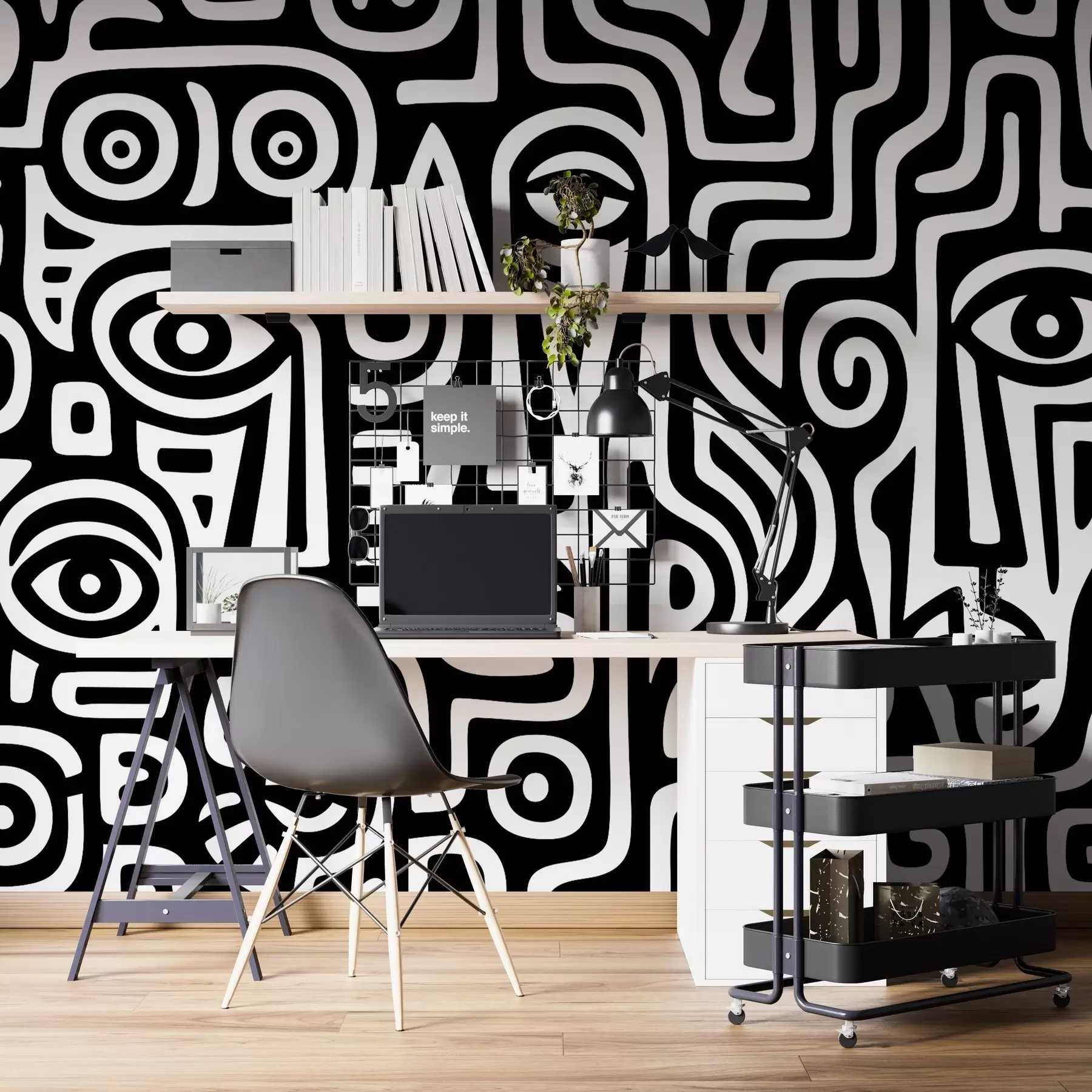 Papier peint Détails stylisés du visage w04186