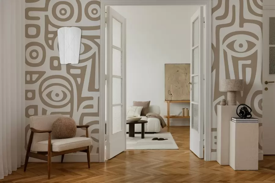 Papier peint Détails stylisés du visage w04186v2