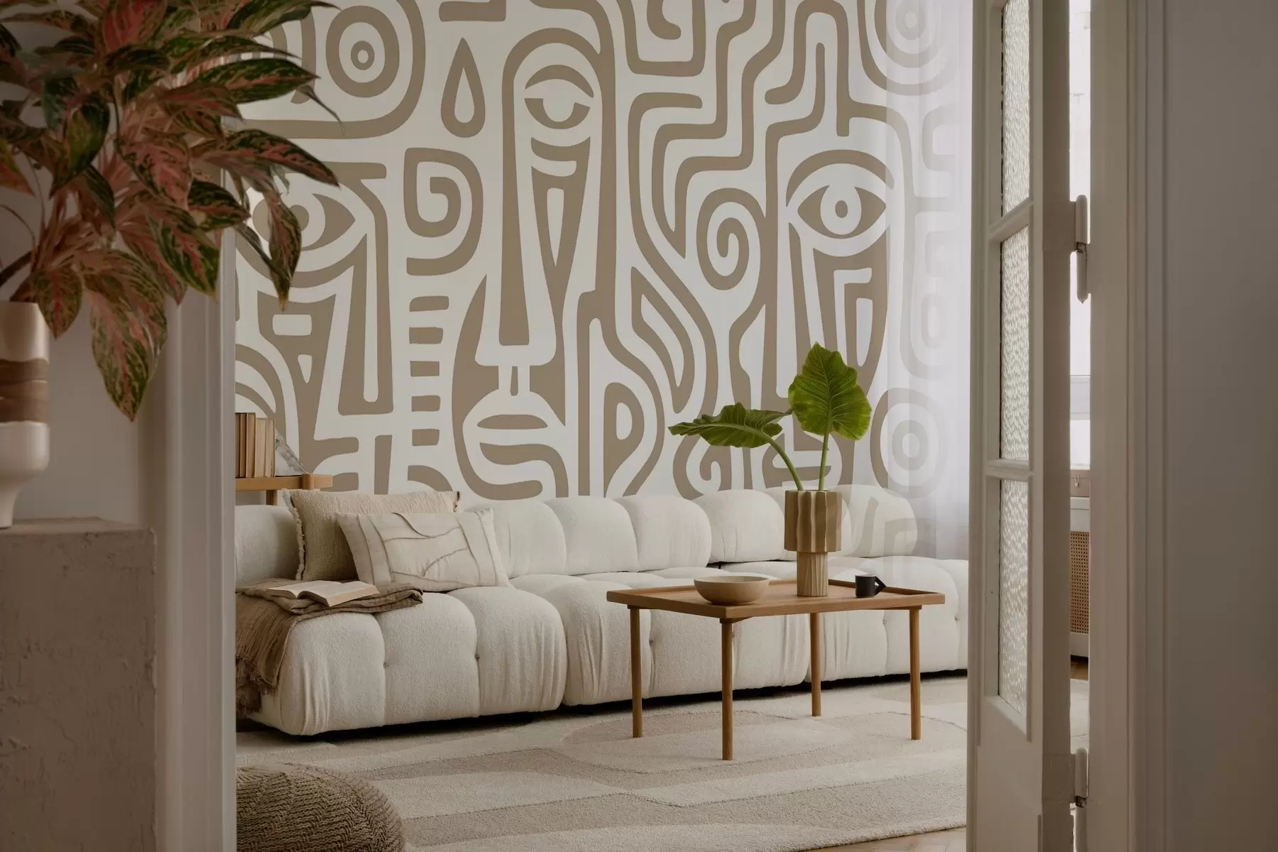 Papier peint Détails stylisés du visage w04186v2