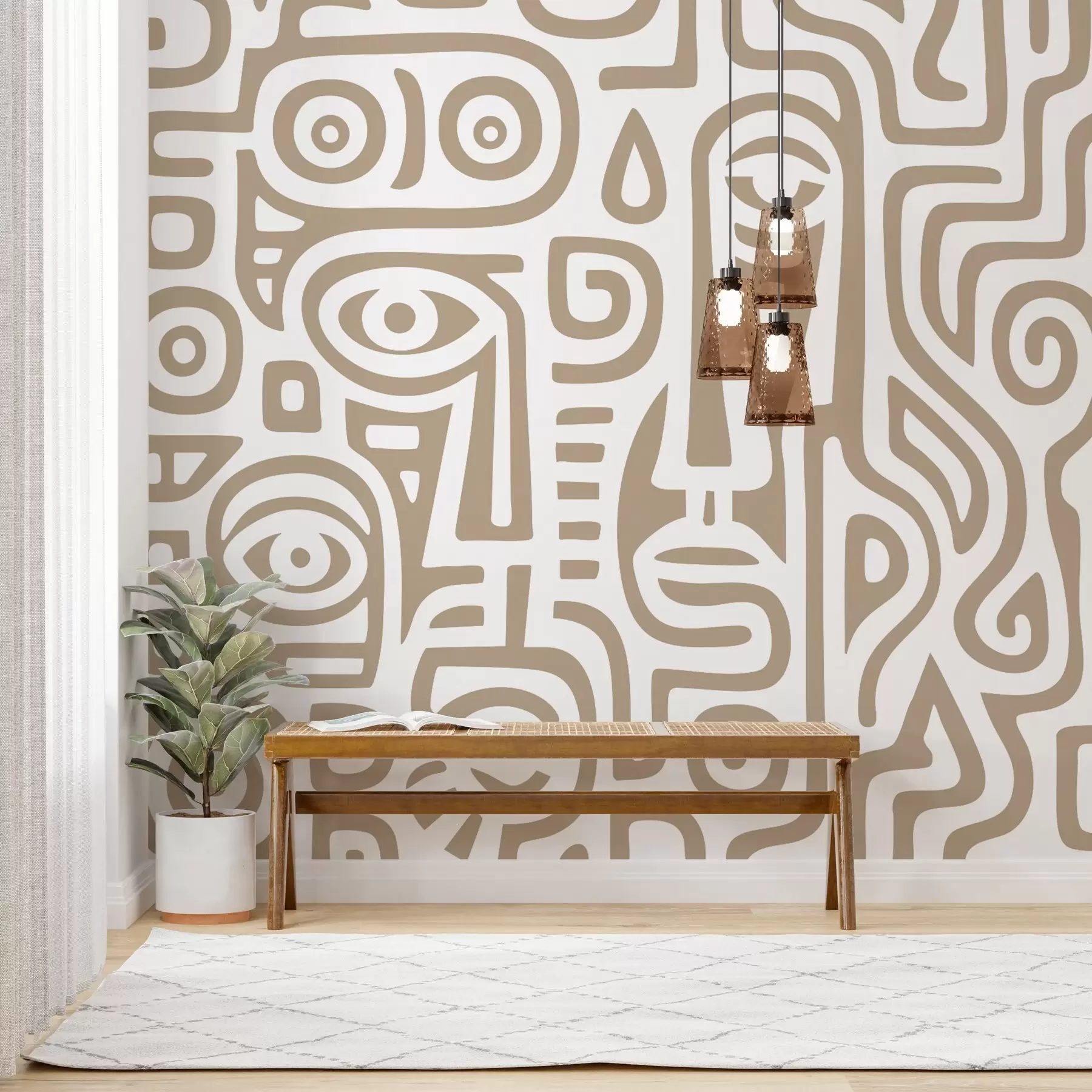 Papier peint Détails stylisés du visage w04186v2