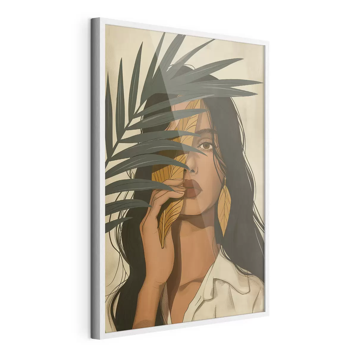 Poster Visage caché derrière les feuilles f44960