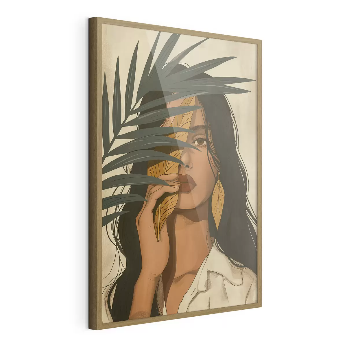 Poster Visage caché derrière les feuilles f44960