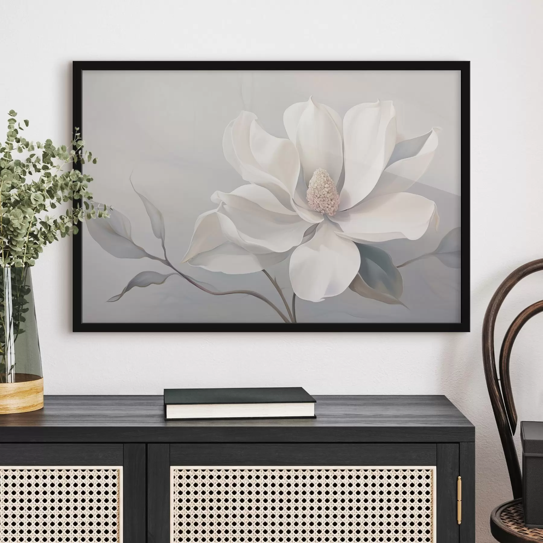 Papier peint Fleur blanche épanouie dans des tons pastel f44839