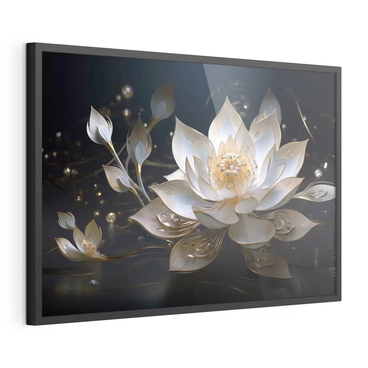 Poster Lotus aux motifs élégants sur fond sombre f44841