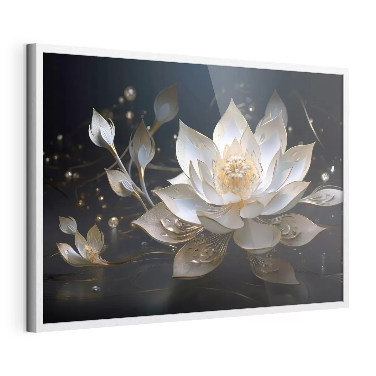 Poster Lotus aux motifs élégants sur fond sombre f44841