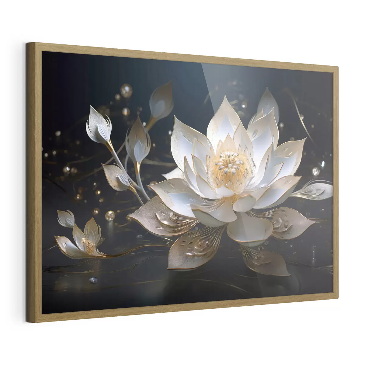 Poster Lotus aux motifs élégants sur fond sombre f44841