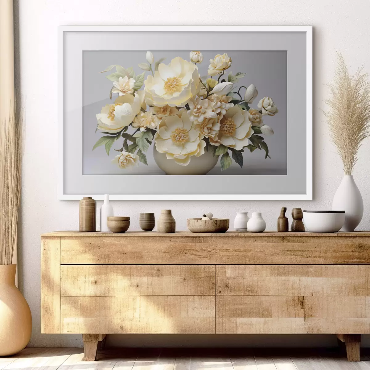 Poster Bouquet floral luxuriant dans les tons pastel f44846