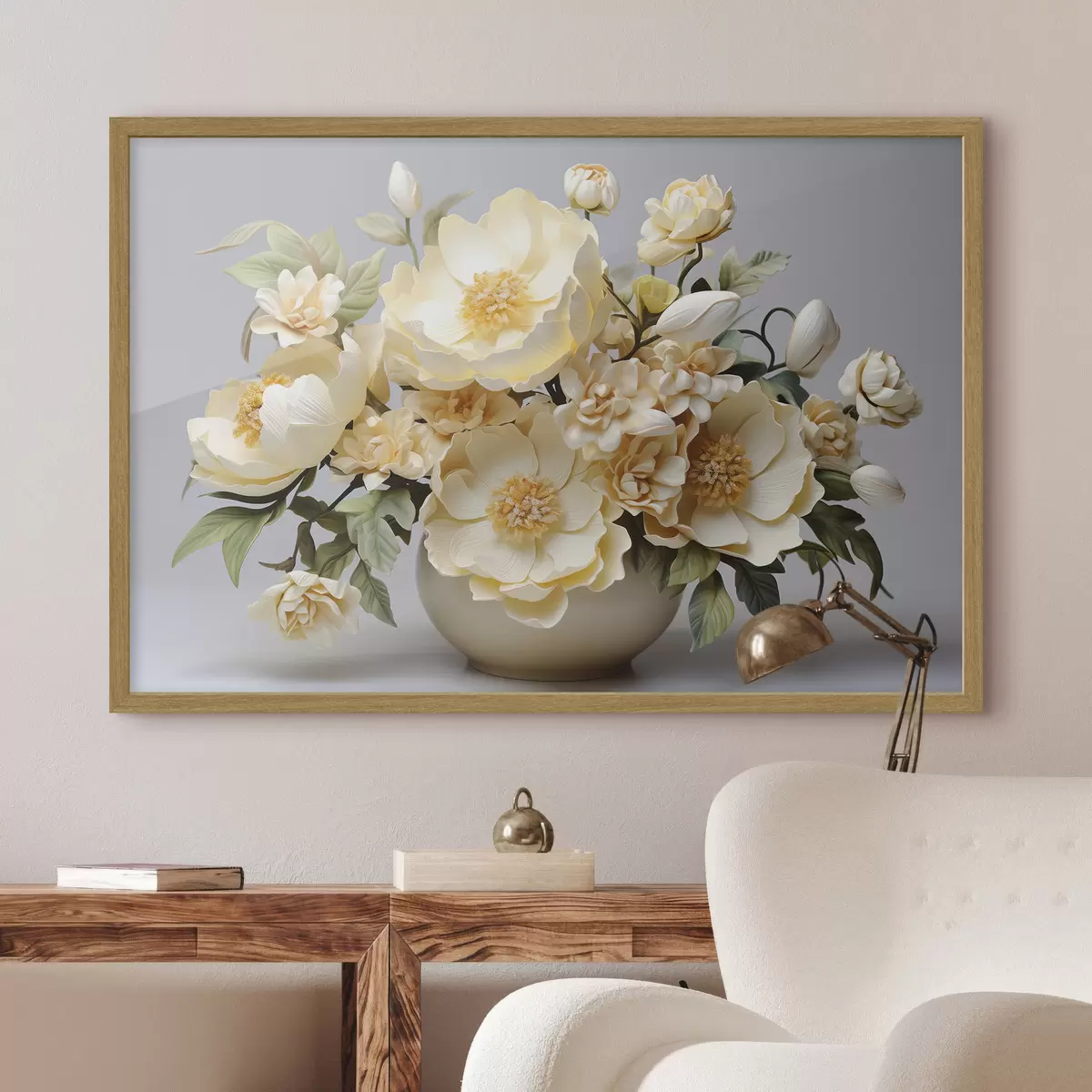 Poster Bouquet floral luxuriant dans les tons pastel f44846