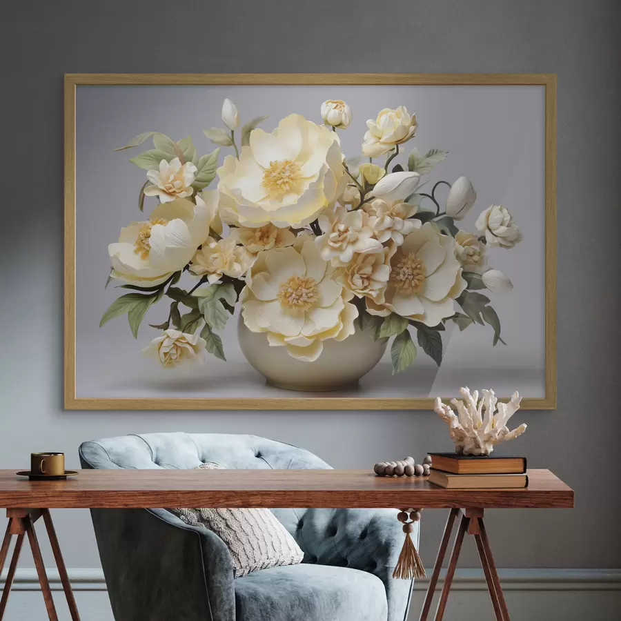 Papier peint Bouquet floral luxuriant dans les tons pastel f44846