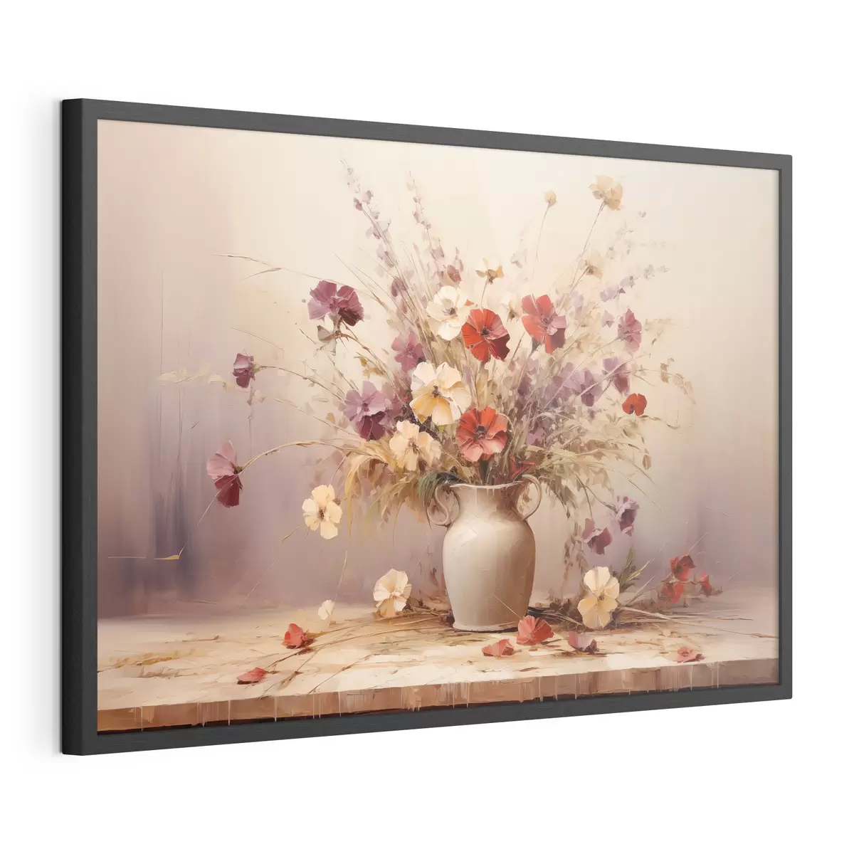 Poster Bouquet de fleurs sauvages dans un vase, peinture à l'huile f44947