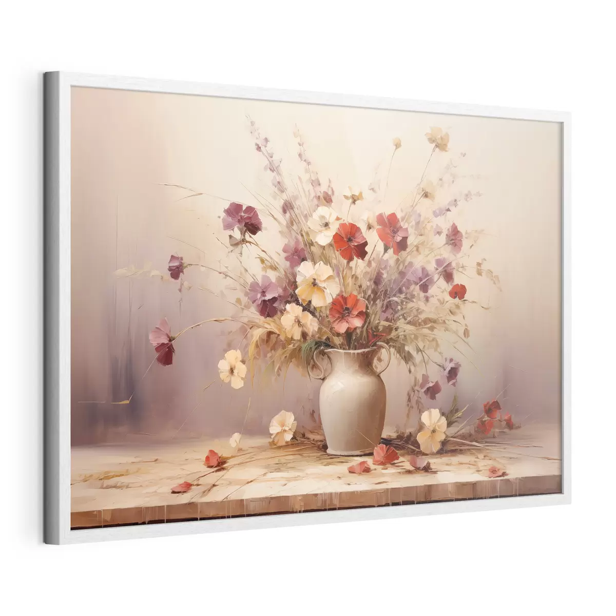 Poster Bouquet de fleurs sauvages dans un vase, peinture à l'huile f44947