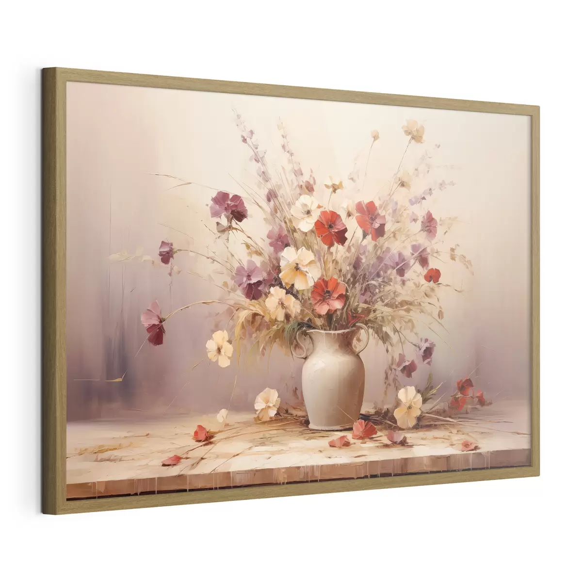 Poster Bouquet de fleurs sauvages dans un vase, peinture à l'huile f44947