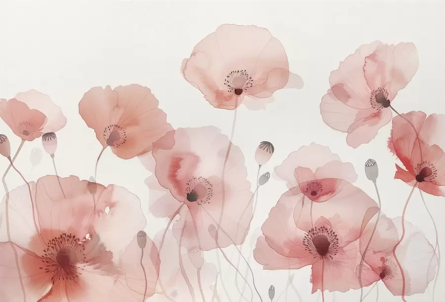 Papier peint coquelicots aériens w04205
