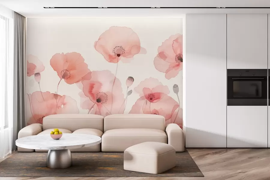 Papier peint coquelicots aériens w04205