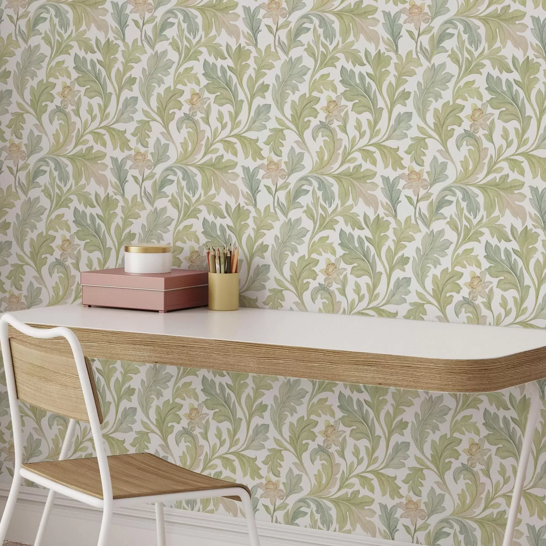 Papier peint Ornement floral vintage sur fond blanc a00277v2