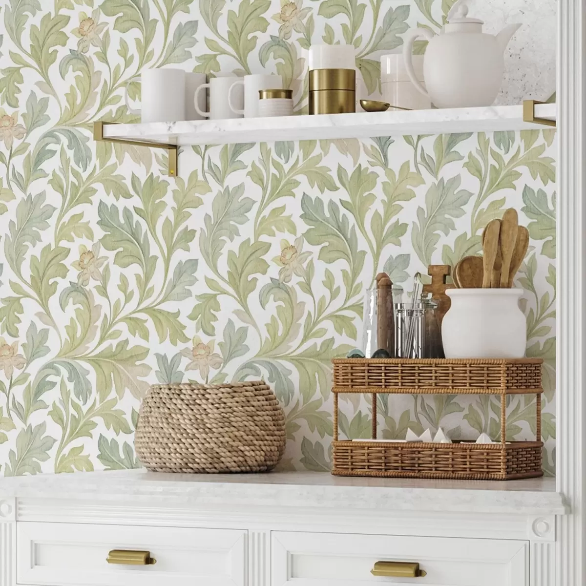 Papier peint Ornement floral vintage sur fond blanc a00277v2