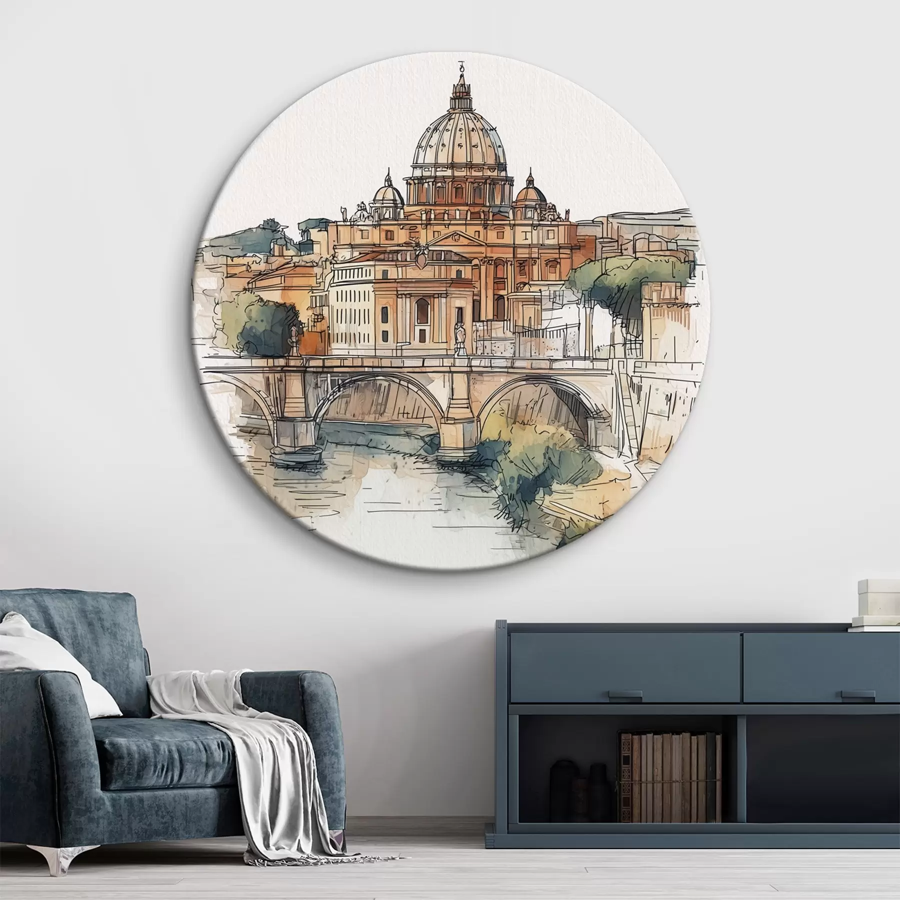 Tableau Aquarelle Rome, ville, dessin, architecture r44983
