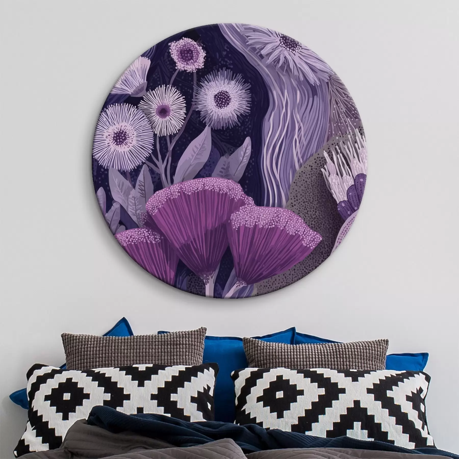 Tableau Motif floral dans des couleurs violettes, dessin détaillé r44984