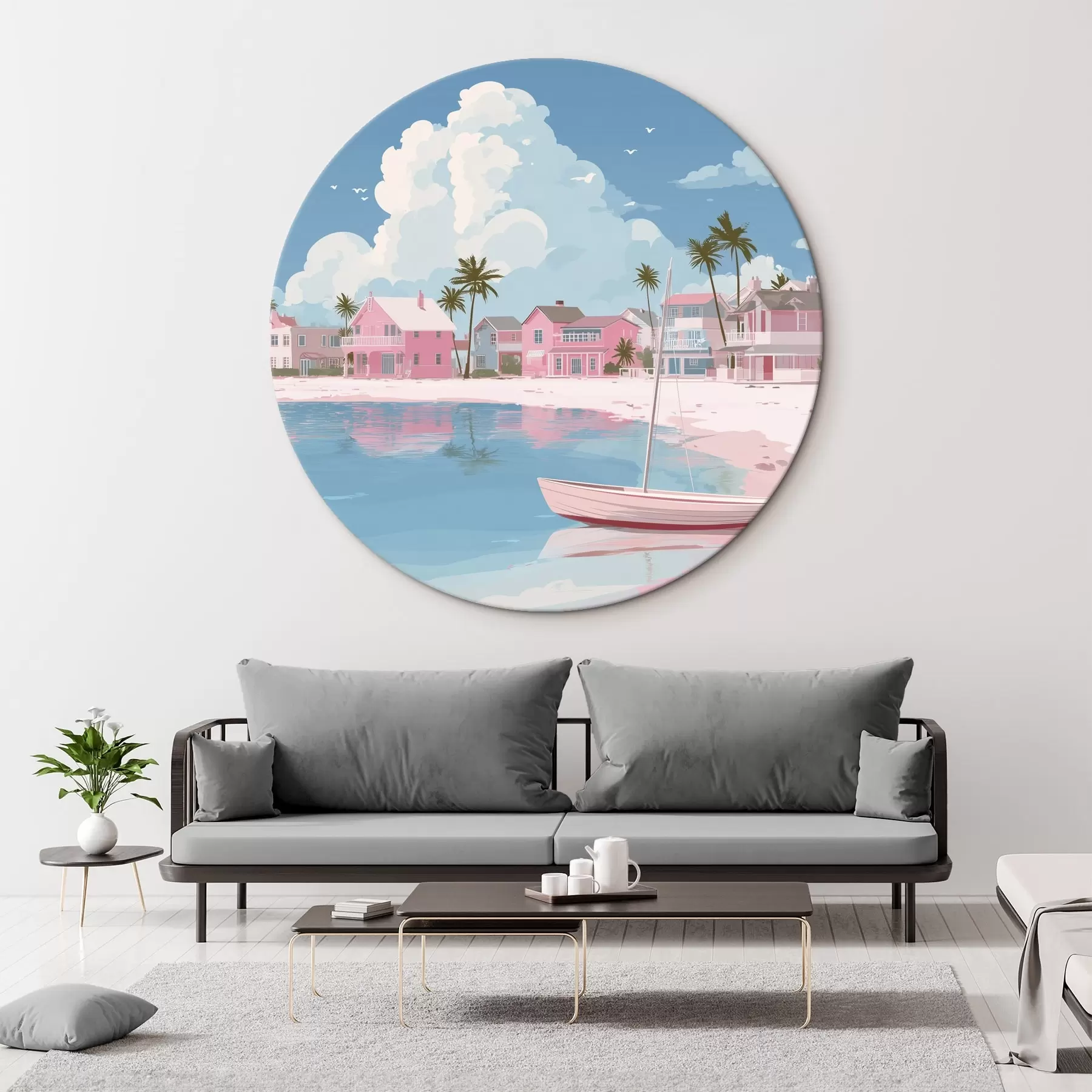 Tableau Plage d'été rose et colorée r44985