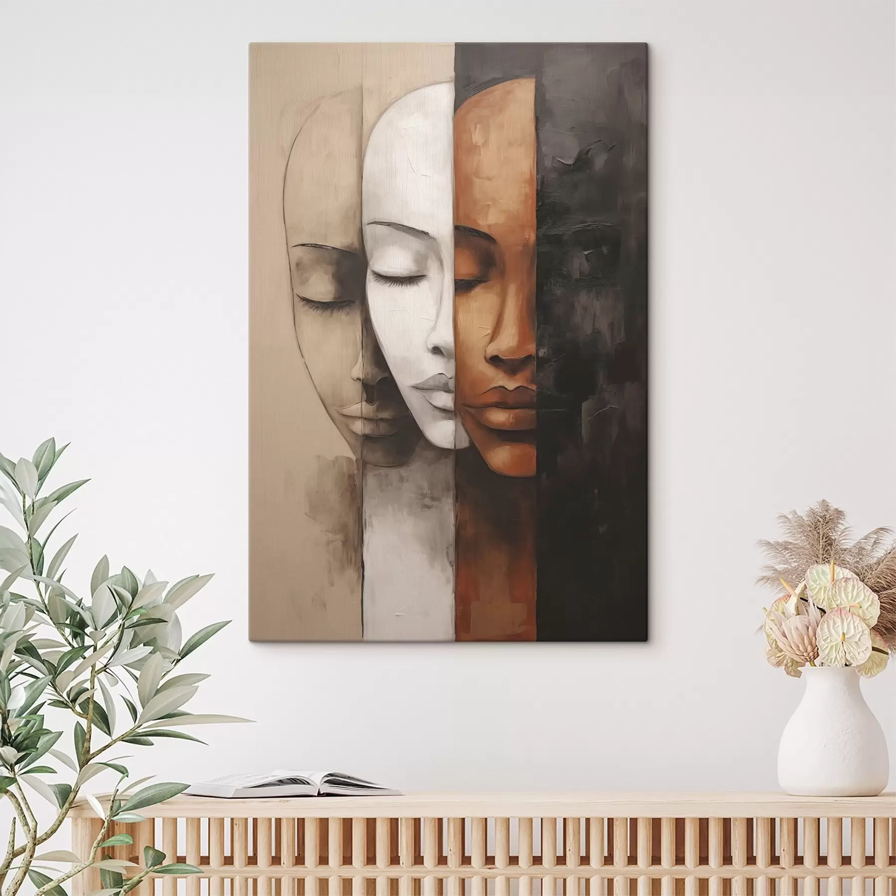 Tableau Portrait abstrait avec visages s45003