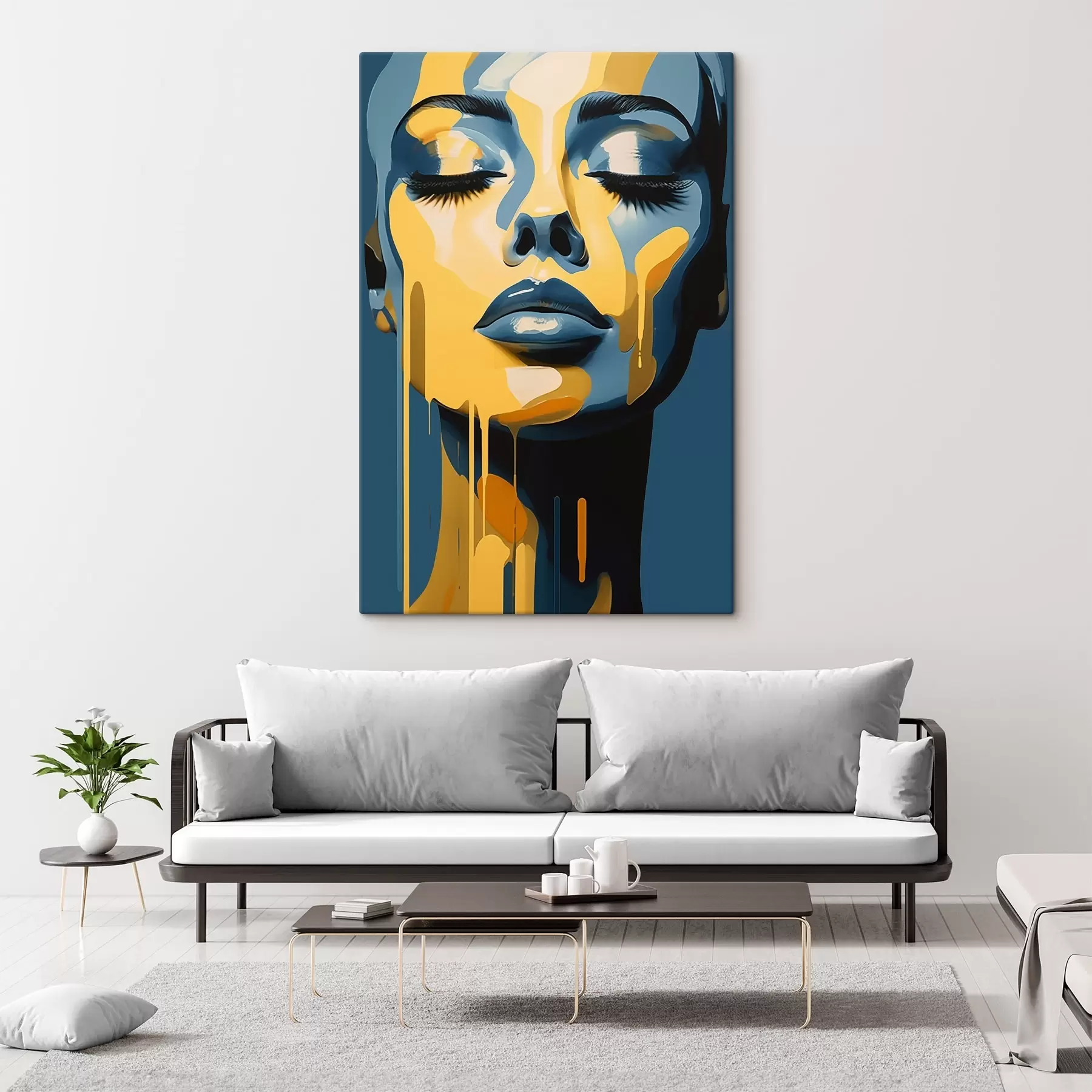 Tableau Portrait d'une femme aux yeux fermés s45006