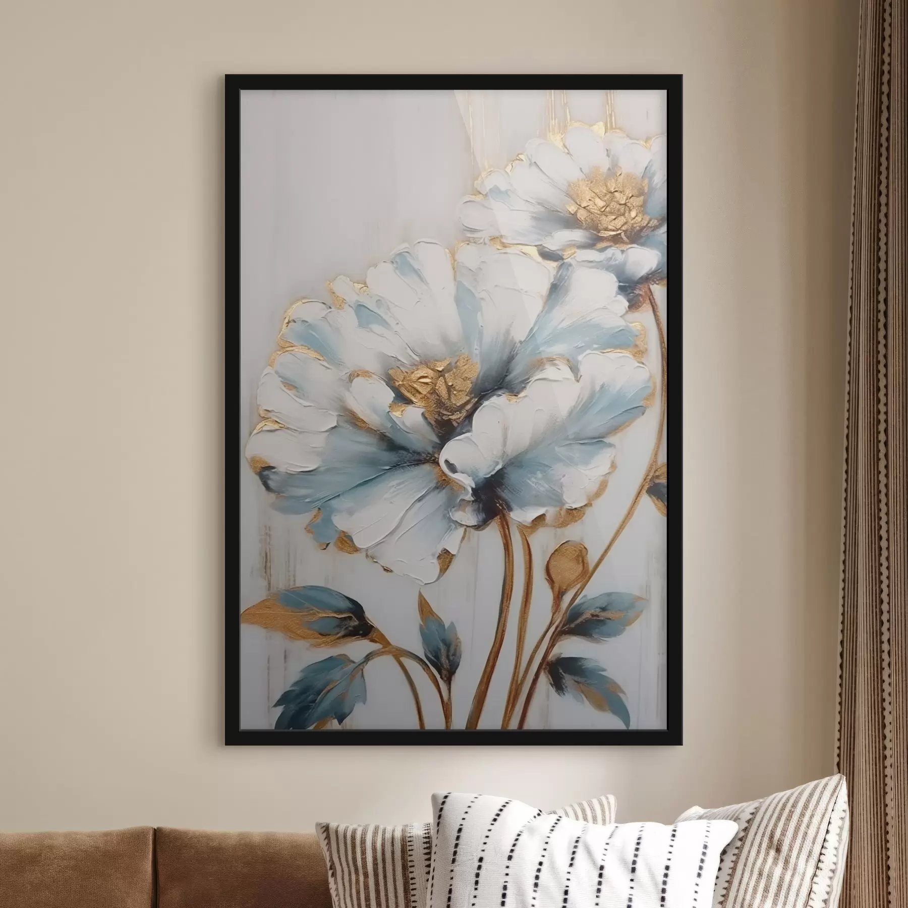 Papier peint Fleurs bleues et blanches f44989