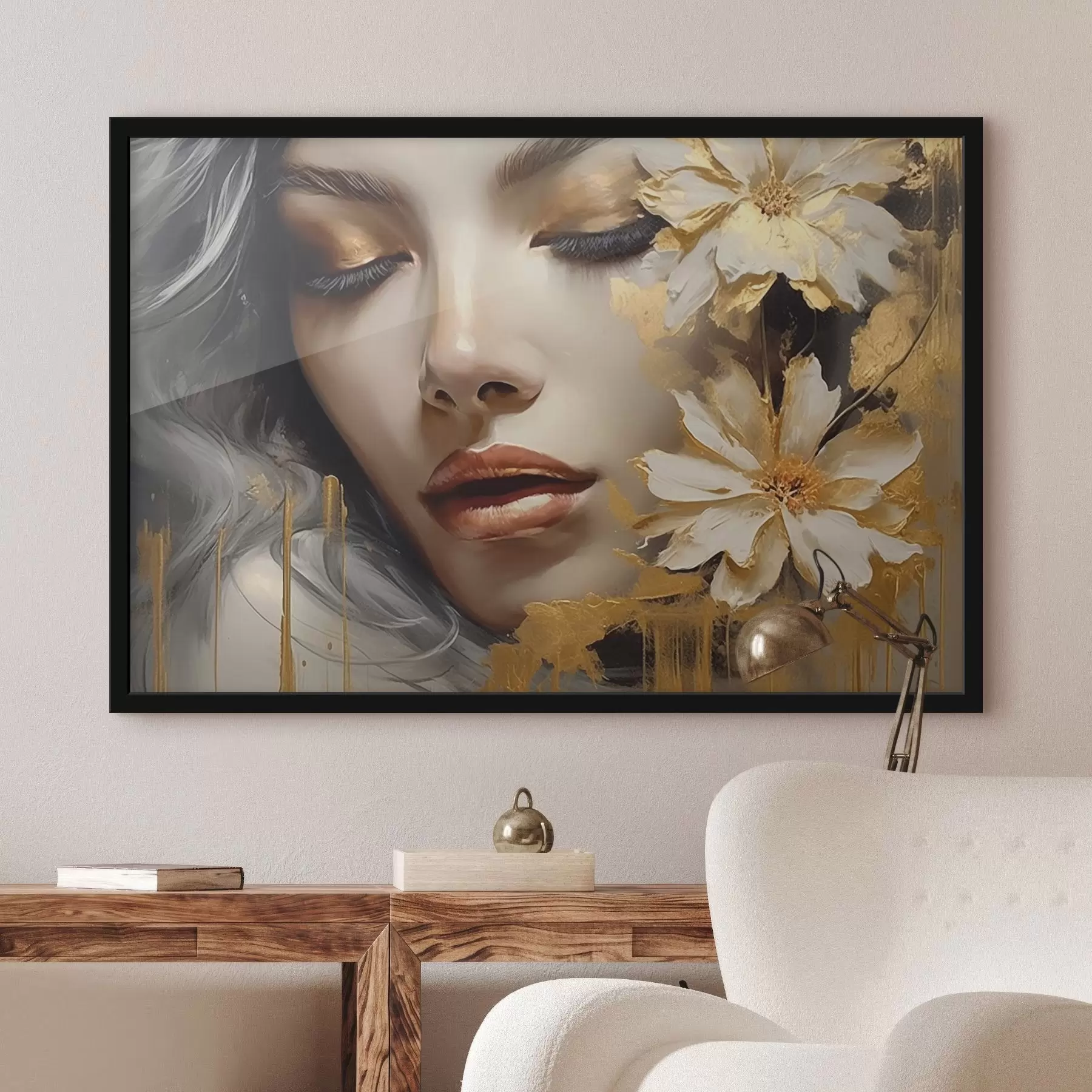 Papier peint Portrait de femme avec des fleurs f45002