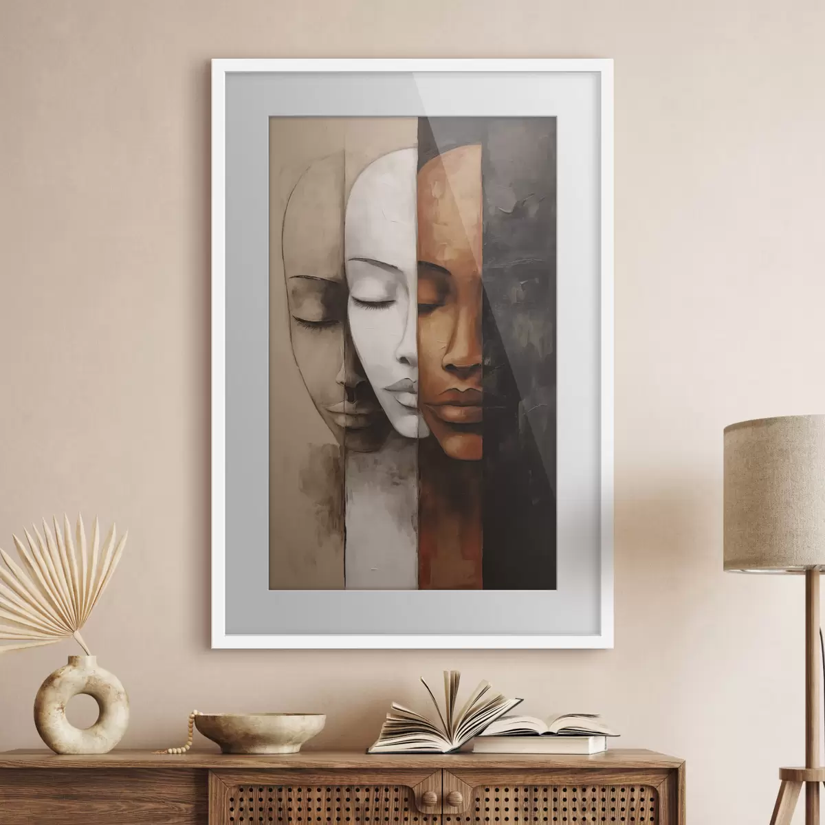 Poster Portrait abstrait avec visages f45003