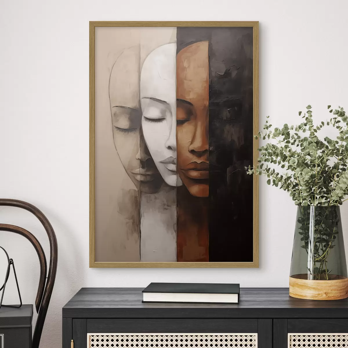 Poster Portrait abstrait avec visages f45003
