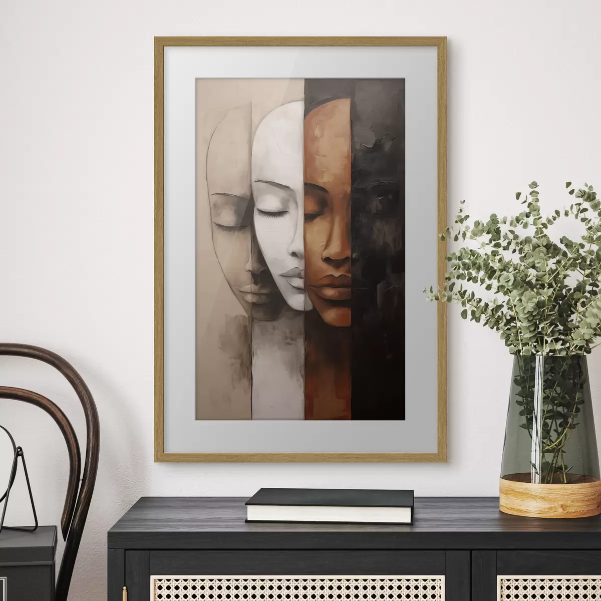 Poster Portrait abstrait avec visages f45003